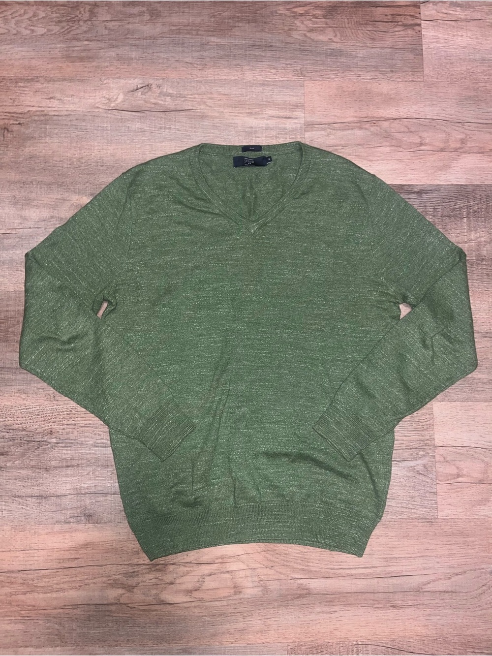 J. Crew 100% Cotton Men's V-Neck Sweater in Heather Green